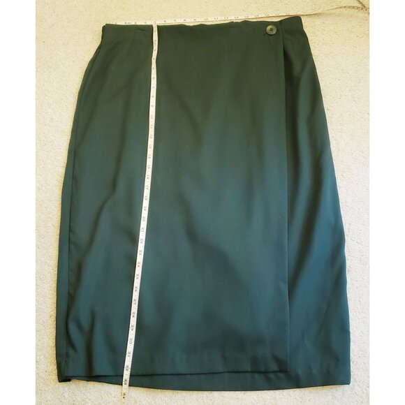 Vintage Danielle B Dark Green Faux Wrap Pencil Midi Skirt Sz 22 EUC - Picture 9 of 12